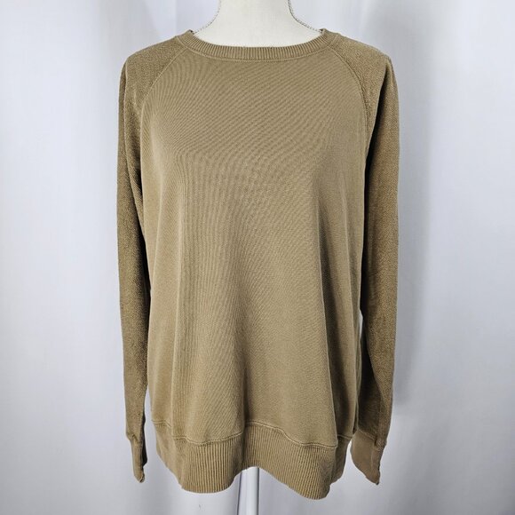 Aerie Women's Tan Terry Cloth Raglan Sleeve Distressed Sweatshirt Size XS NWT - Picture 2 of 16